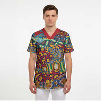Traditional African Animal Skins Pattern Scrub Top