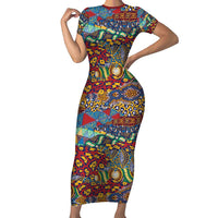 Traditional African Animal Skins Pattern Short Sleeve Bodycon Dress - Wonder Print Shop