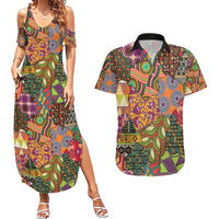 Traditional Ethnic African Vintage Motifs Couples Matching Summer Maxi Dress and Hawaiian Shirt LT9 - Wonder Print Shop