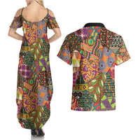 Traditional Ethnic African Vintage Motifs Couples Matching Summer Maxi Dress and Hawaiian Shirt LT9 - Wonder Print Shop