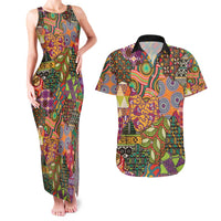 Traditional Ethnic African Vintage Motifs Couples Matching Tank Maxi Dress and Hawaiian Shirt LT9 - Wonder Print Shop