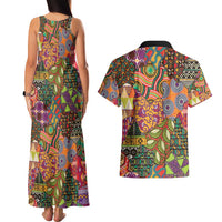 Traditional Ethnic African Vintage Motifs Couples Matching Tank Maxi Dress and Hawaiian Shirt LT9 - Wonder Print Shop