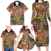 Traditional Ethnic African Vintage Motifs Family Matching Long Sleeve Bodycon Dress and Hawaiian Shirt LT9 - Wonder Print Shop