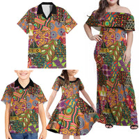 Traditional Ethnic African Vintage Motifs Family Matching Off Shoulder Maxi Dress and Hawaiian Shirt LT9 - Wonder Print Shop