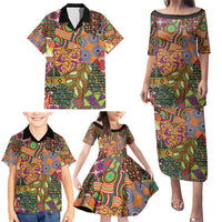 Traditional Ethnic African Vintage Motifs Family Matching Puletasi and Hawaiian Shirt - Wonder Print Shop