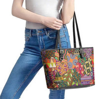 Traditional Ethnic African Vintage Motifs Leather Tote Bag - Wonder Print Shop
