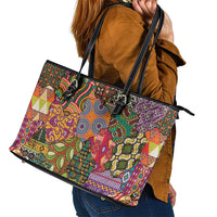 Traditional Ethnic African Vintage Motifs Leather Tote Bag - Wonder Print Shop