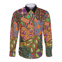 Traditional Ethnic African Vintage Motifs Long Sleeve Button Shirt - Wonder Print Shop