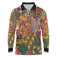 Traditional Ethnic African Vintage Motifs Long Sleeve Polo Shirt - Wonder Print Shop