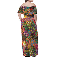 Traditional Ethnic African Vintage Motifs Off Shoulder Maxi Dress - Wonder Print Shop