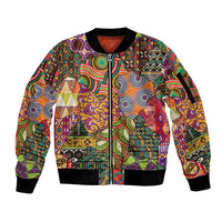 Traditional Ethnic African Vintage Motifs Sleeve Zip Bomber Jacket - Wonder Print Shop