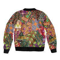 Traditional Ethnic African Vintage Motifs Sleeve Zip Bomber Jacket - Wonder Print Shop