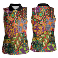 Traditional Ethnic African Vintage Motifs Women Sleeveless Polo Shirt - Wonder Print Shop