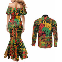 Black History Black Month Dream Like Couples Matching Mermaid Dress and Long Sleeve Button Shirt