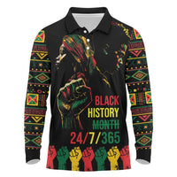 When I'm Born I'm Black Long Sleeve Polo Shirt Black History Black Month - Wonder Print Shop
