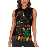 When I'm Born I'm Black Women Sleeveless Polo Shirt Black History Black Month - Wonder Print Shop