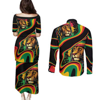 Rastafarian Lion Proud of Jamaica Couples Matching Puletasi and Long Sleeve Button Shirt Reggae My Soul LT9 - Wonder Print Shop