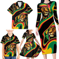Rastafarian Lion Proud of Jamaica Family Matching Long Sleeve Bodycon Dress and Hawaiian Shirt Reggae My Soul LT9 - Wonder Print Shop