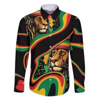 Rastafarian Lion Proud of Jamaica Family Matching Off The Shoulder Long Sleeve Dress and Hawaiian Shirt Reggae My Soul - Wonder Print Shop