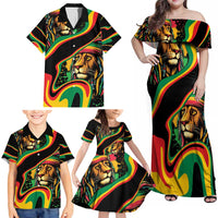 Rastafarian Lion Proud of Jamaica Family Matching Off Shoulder Maxi Dress and Hawaiian Shirt Reggae My Soul LT9 - Wonder Print Shop
