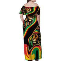 Rastafarian Lion Proud of Jamaica Family Matching Off Shoulder Maxi Dress and Hawaiian Shirt Reggae My Soul LT9 - Wonder Print Shop