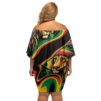 Rastafarian Lion Proud of Jamaica Family Matching Off Shoulder Short Dress and Hawaiian Shirt Reggae My Soul LT9 - Wonder Print Shop