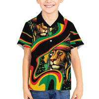 Rastafarian Lion Proud of Jamaica Family Matching Short Sleeve Bodycon Dress and Hawaiian Shirt Reggae My Soul - Wonder Print Shop