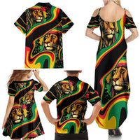 Rastafarian Lion Proud of Jamaica Family Matching Summer Maxi Dress and Hawaiian Shirt Reggae My Soul - Wonder Print Shop