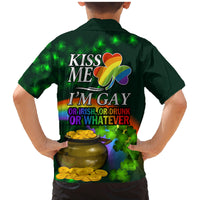 Kiss Me I'm Gay St Patricks Day Family Matching Mermaid Dress and Hawaiian Shirt LT9 - Wonder Print Shop