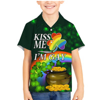 Kiss Me I'm Gay St Patricks Day Family Matching Mermaid Dress and Hawaiian Shirt LT9 - Wonder Print Shop