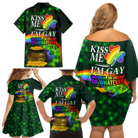 Kiss Me I'm Gay St Patricks Day Family Matching Off Shoulder Short Dress and Hawaiian Shirt LT9 - Wonder Print Shop