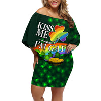 Kiss Me I'm Gay St Patricks Day Family Matching Off Shoulder Short Dress and Hawaiian Shirt LT9 - Wonder Print Shop