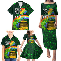 Kiss Me I'm Gay St Patricks Day Family Matching Puletasi and Hawaiian Shirt - Wonder Print Shop