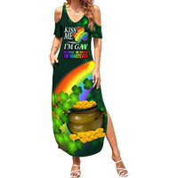 Kiss Me I'm Gay St Patricks Day Family Matching Summer Maxi Dress and Hawaiian Shirt - Wonder Print Shop