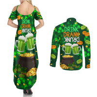 Be Irish St Patricks Day Couples Matching Summer Maxi Dress and Long Sleeve Button Shirt Drink Drank Drunk LT9 - Wonder Print Shop