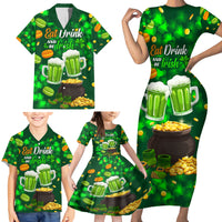 Be Irish St Patricks Day Family Matching Short Sleeve Bodycon Dress and Hawaiian Shirt Drink Drank Drunk - Wonder Print Shop