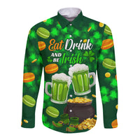 Be Irish St Patricks Day Long Sleeve Button Shirt Drink Drank Drunk - Wonder Print Shop