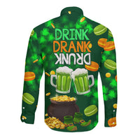 Be Irish St Patricks Day Long Sleeve Button Shirt Drink Drank Drunk - Wonder Print Shop