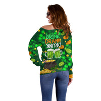 Be Irish St Patricks Day Off Shoulder Sweater Drink Drank Drunk - Wonder Print Shop
