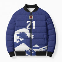 Custom Football Japan Yatagarasu Bomber Puffer Jacket Tsunami Wave Pattern