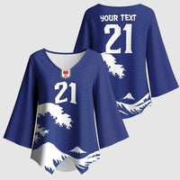 Custom Football Japan Yatagarasu Kimono Sleeve Blouse Tsunami Wave Pattern