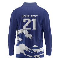 Custom Football Japan Yatagarasu Long Sleeve Polo Shirt Tsunami Wave Pattern
