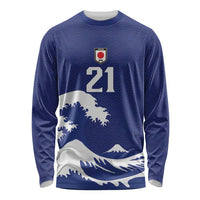 Custom Football Japan Yatagarasu Long Sleeve Shirt Tsunami Wave Pattern