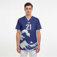 Custom Football Japan Yatagarasu Scrub Top Tsunami Wave Pattern