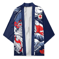 Personalized Football Japan Yatagarasu Kimono Blue Samurai Tsunami Wave Pattern
