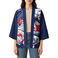 Personalized Football Japan Yatagarasu Kimono Blue Samurai Tsunami Wave Pattern