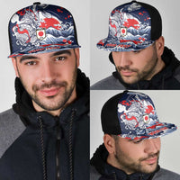 Personalized Football Japan Yatagarasu Mesh Trucker Cap Blue Samurai Tsunami Wave Pattern