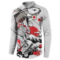 Personalized Football Japan Yatagarasu Button Sweatshirt White Samurai Tsunami Wave Pattern