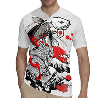 Personalized Football Japan Yatagarasu Rugby Jersey White Samurai Tsunami Wave Pattern