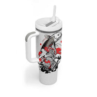 Personalized Football Japan Yatagarasu Tumbler With Handle White Samurai Tsunami Wave Pattern
